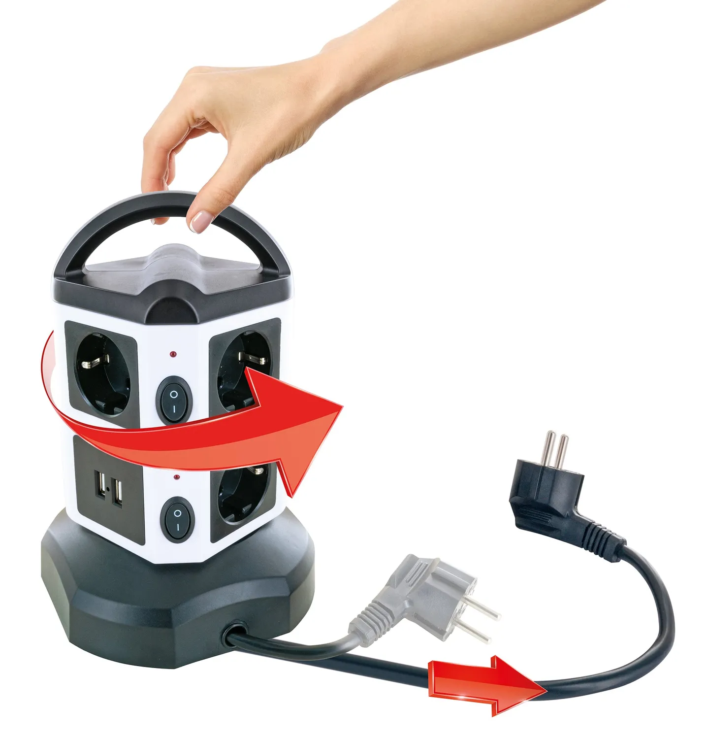 Schwaiger Torre Presa 7 Vie + USB-A Cavo 1,8 m