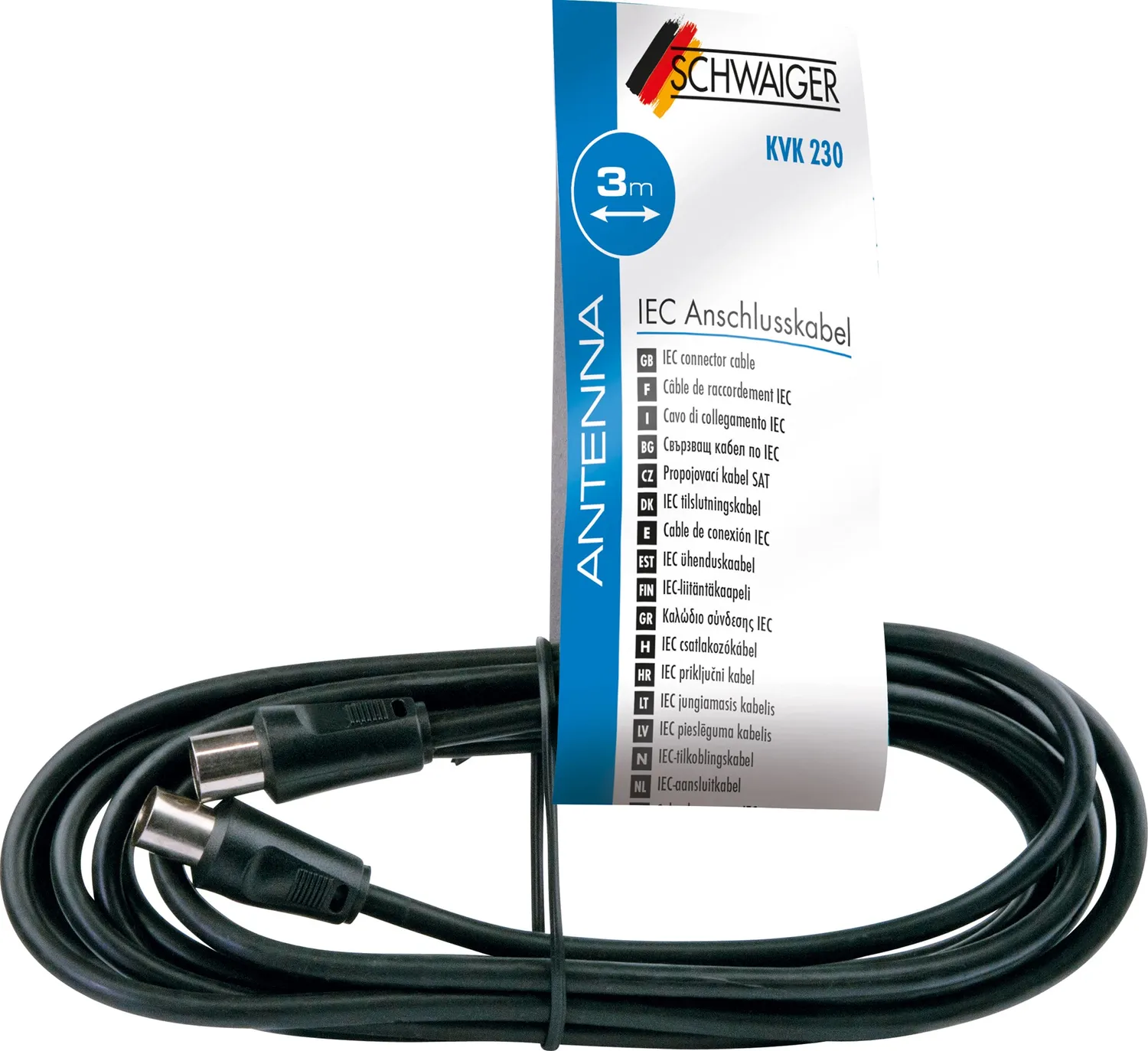Schwaiger cavo antenna TV IEC 75 dB nero 3 m