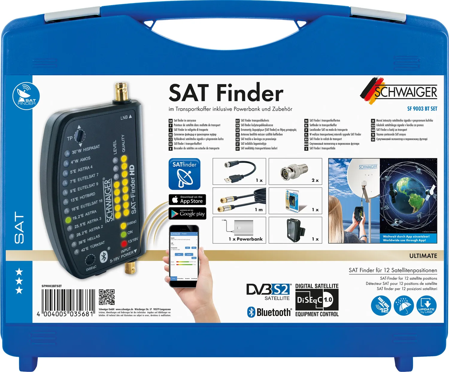 Schwaiger Sat Finder HD misuratore segnale in valigia