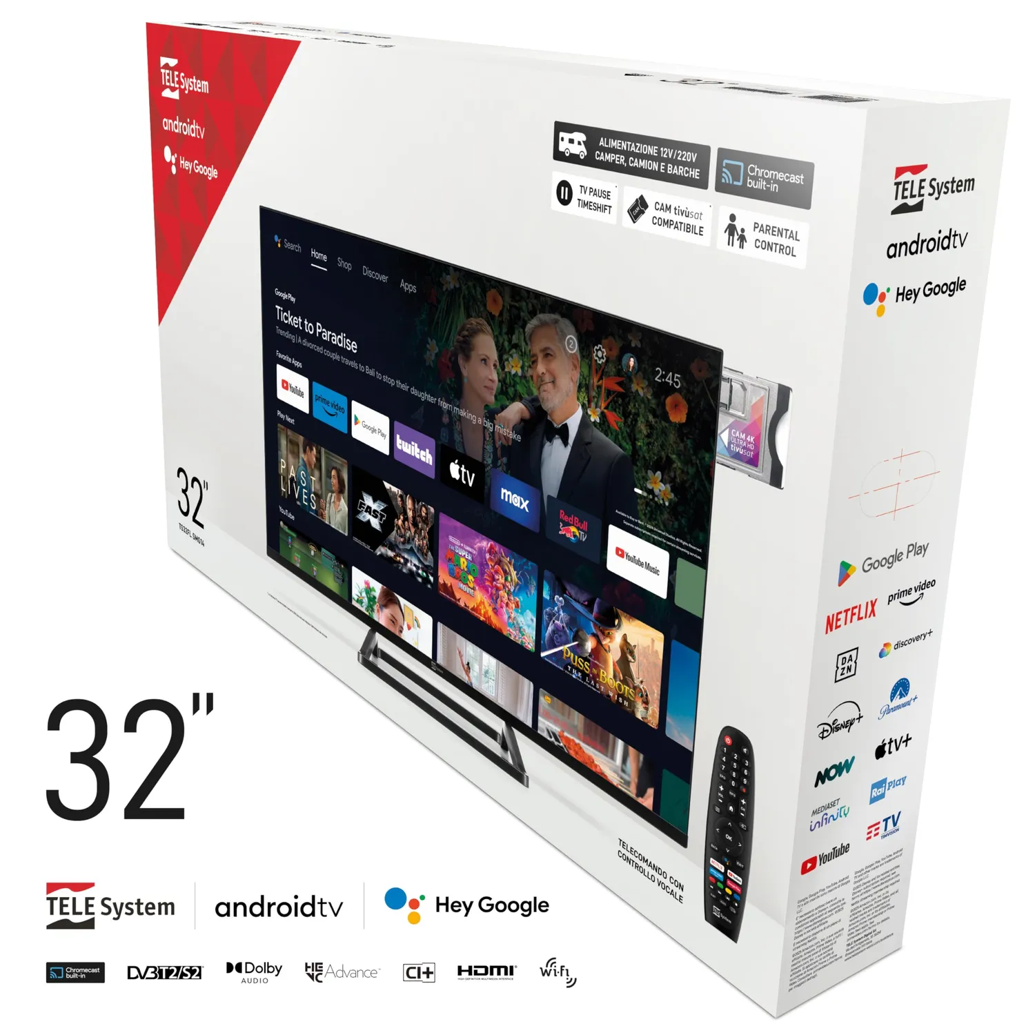 TELE System TS32FL SMG14 Smart TV 32" Android 12V