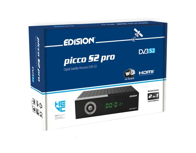 Edision Picco S2 Pro Decoder Sat DVB-S2 HEVC WiFi HDMI