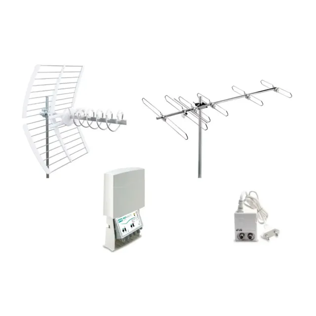 Fracarro KIT 10 EVO T2 kit antenne con centralino e alimentatore