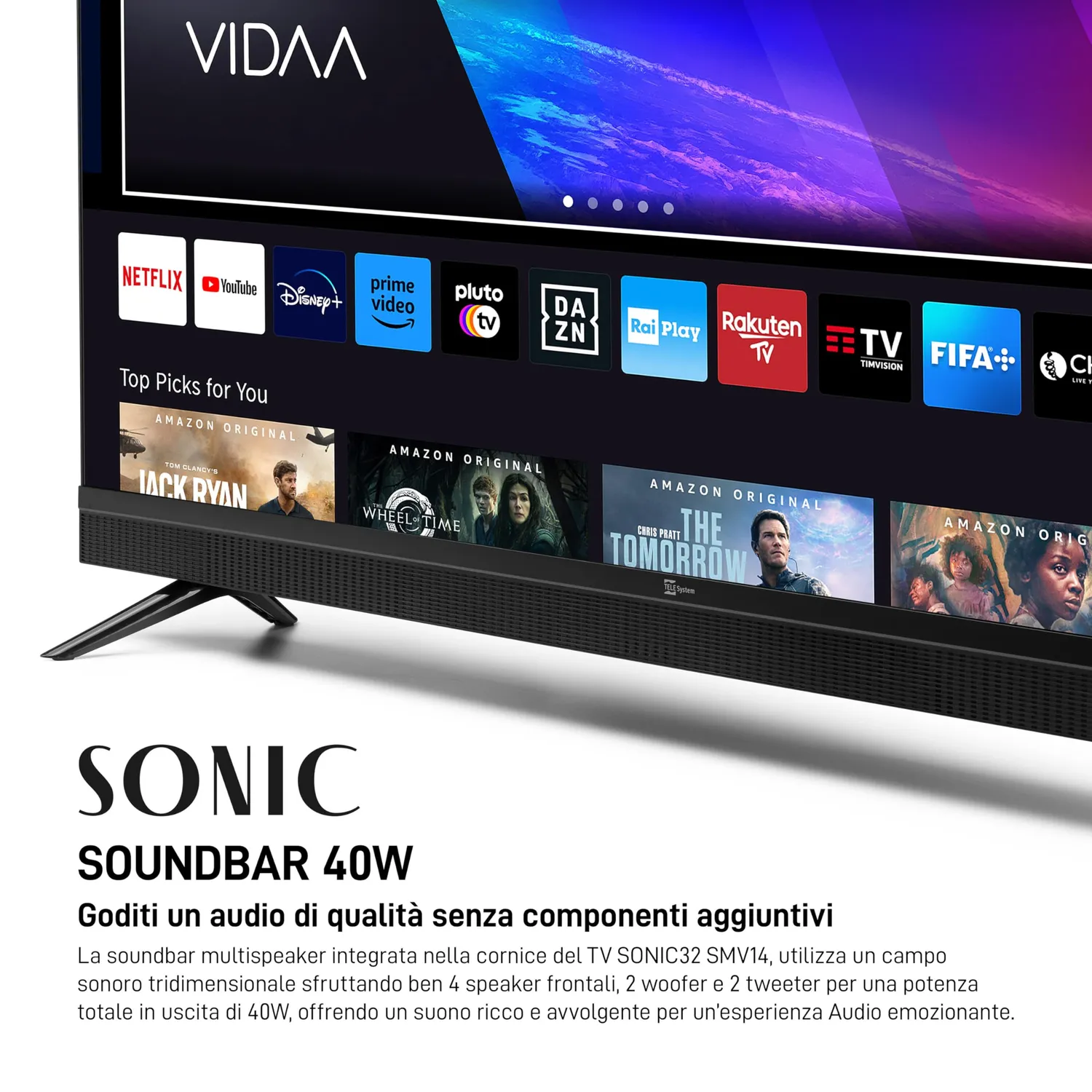 TELE System Sonic SONIC32FL SMV14 Smart TV 32" con soundbar tivùsat