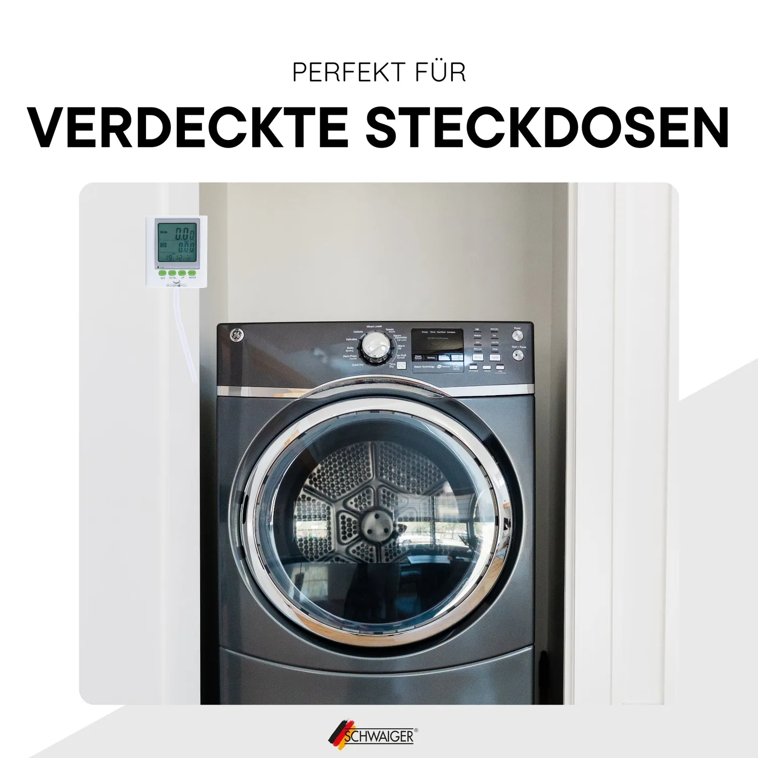 Schwaiger Misuratore Consumi Presa Schuko 3680W con Display