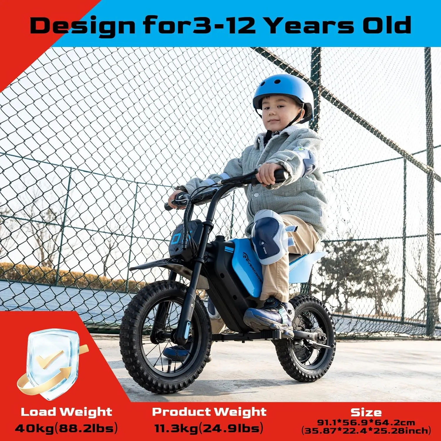 GigaBlue GigaCross Moto Elettrica Bambini 12" 150W Nera
