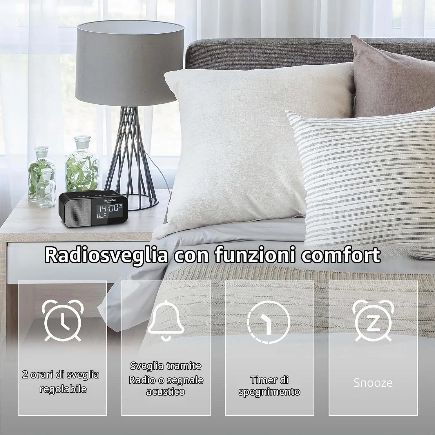 TechniSat VIOLA CR 1 Radiosveglia Nera Ricarica Wireless