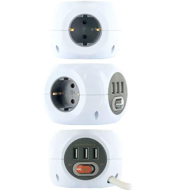SCHWAIGER Cubo presa multipla 3 prese + 3 USB 1,4 m