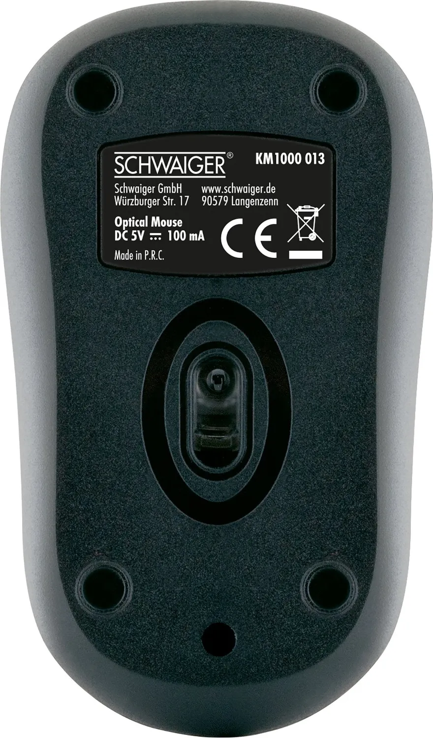 Schwaiger Mouse ottico USB 1000 dpi ambidestro nero