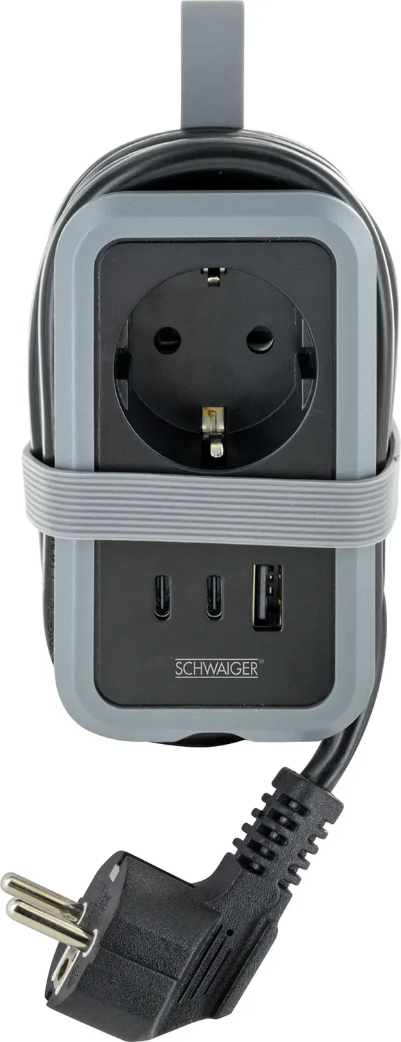 Schwaiger Presa Viaggio EU 4in1 USB-A USB-C 20W 1,4 m