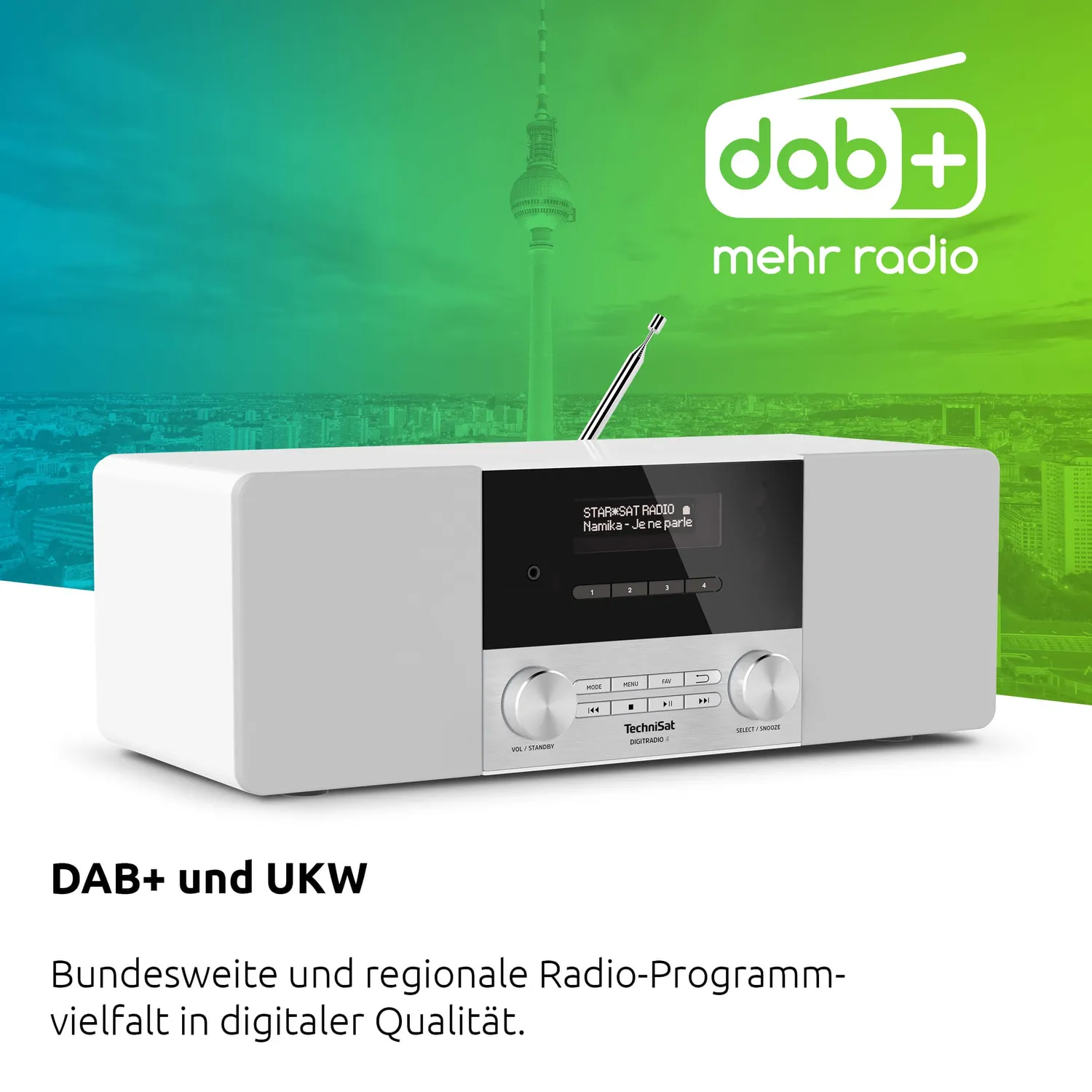 TechniSat DIGITRADIO 4 Radio DAB+ FM Bluetooth Bianca 20W