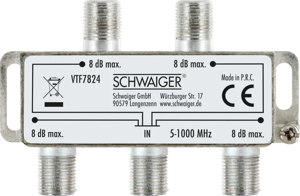SCHWAIGER Partitore Antenna 4 Vie 8dB 5-1000MHz