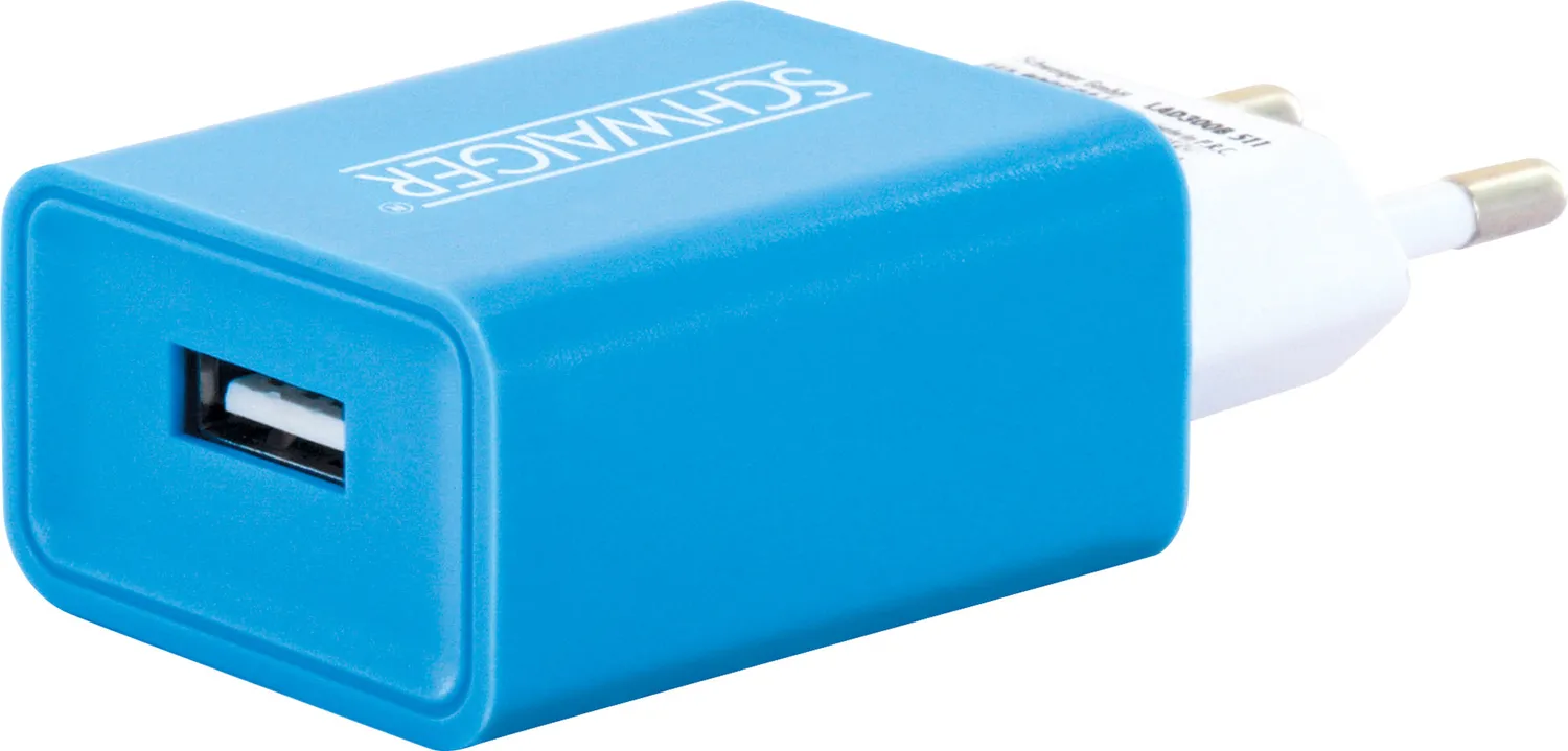 SCHWAIGER Caricabatterie USB 230V 2,1A bianco blu rosa