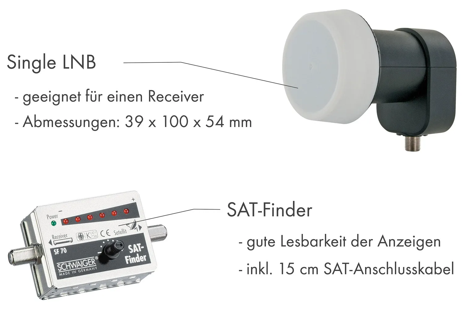 Schwaiger Kit Satellite Campeggio 40cm con Treppiede