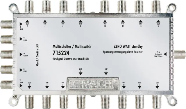 Schwaiger Multiswitch 5x16 per 16 Utenze Quad LNB