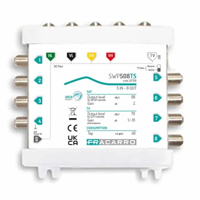 Fracarro SWP508TS multiswitch 5 ingressi 8 uscite