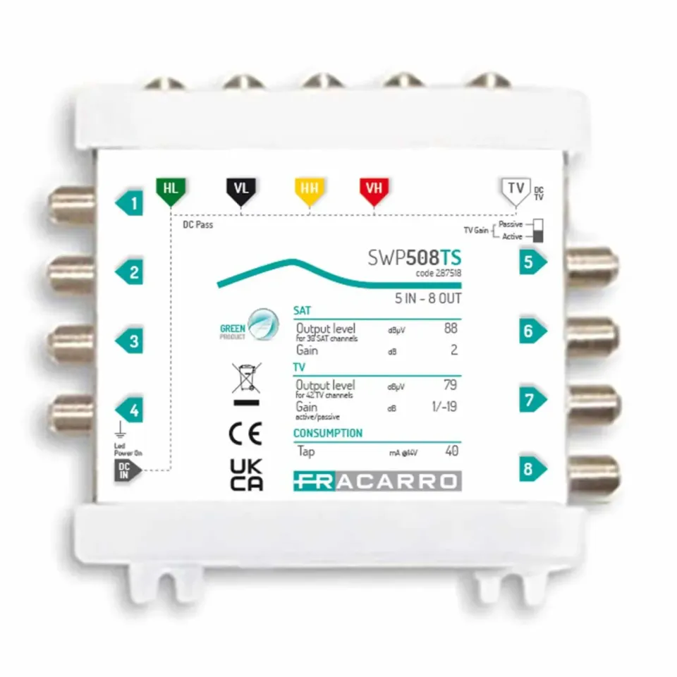 Fracarro SWP508TS multiswitch 5 ingressi 8 uscite