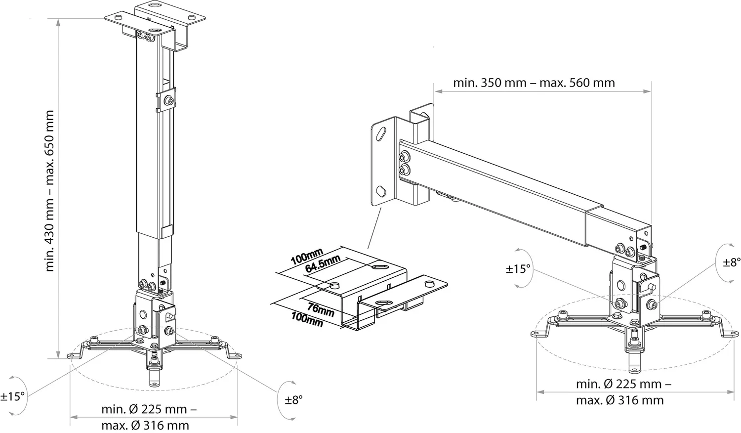 Schwaiger supporto proiettore universale bianco 20 kg