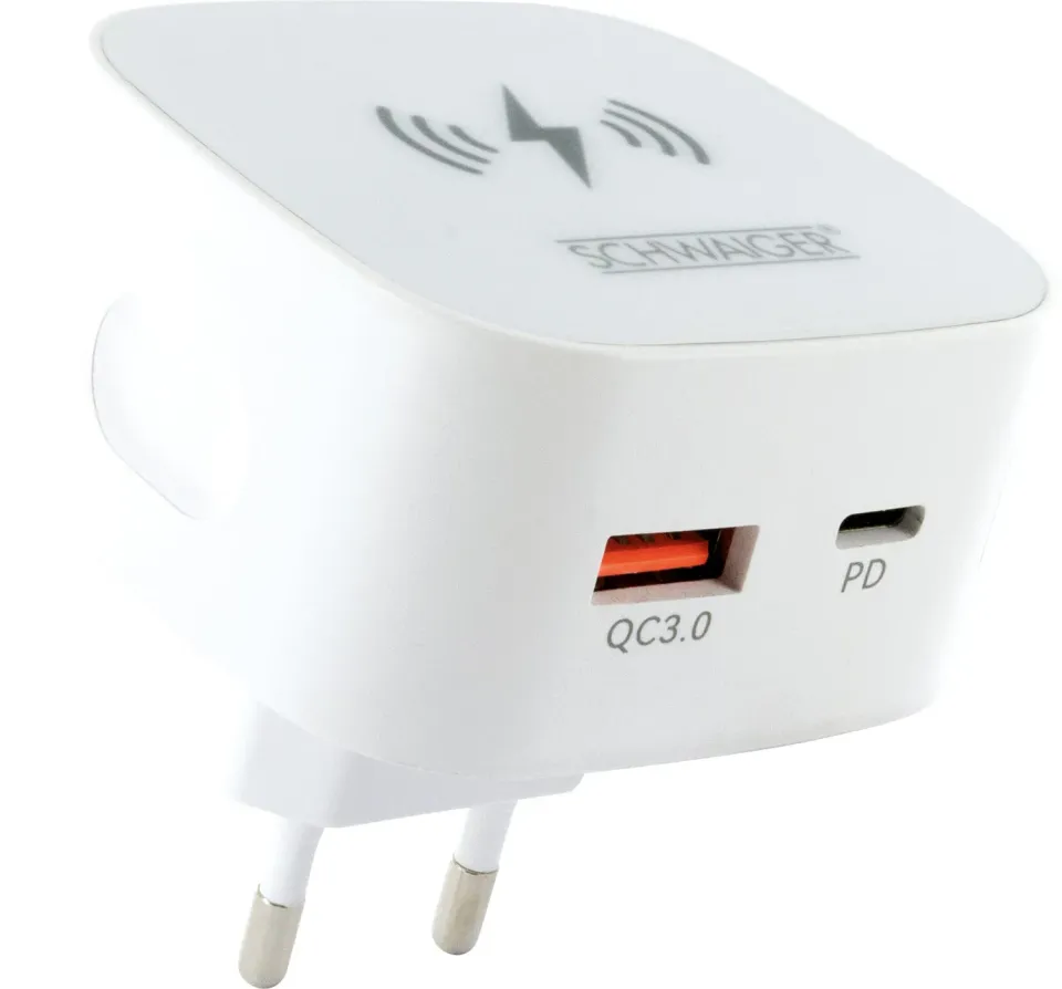 Schwaiger Caricatore Magnetico Qi USB-C USB-A 35W
