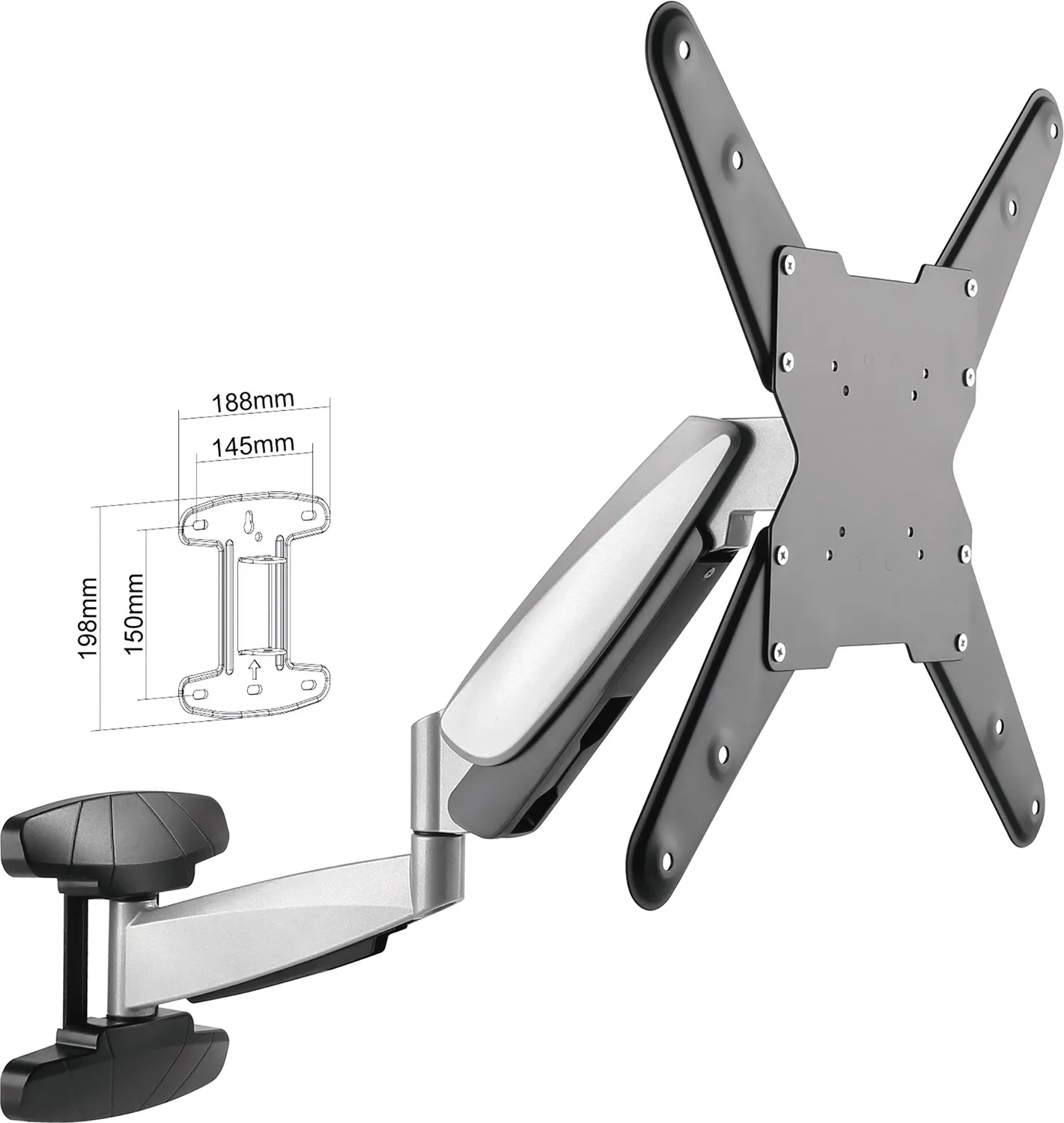SCHWAIGER Supporto TV parete 23-55" nero altezza regolabile