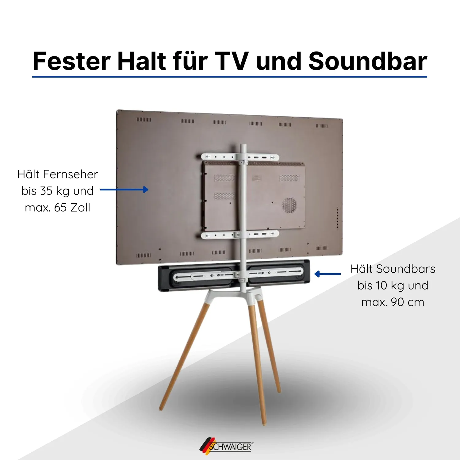 Schwaiger set cavalletto TV 45-65 soundbar chiaro