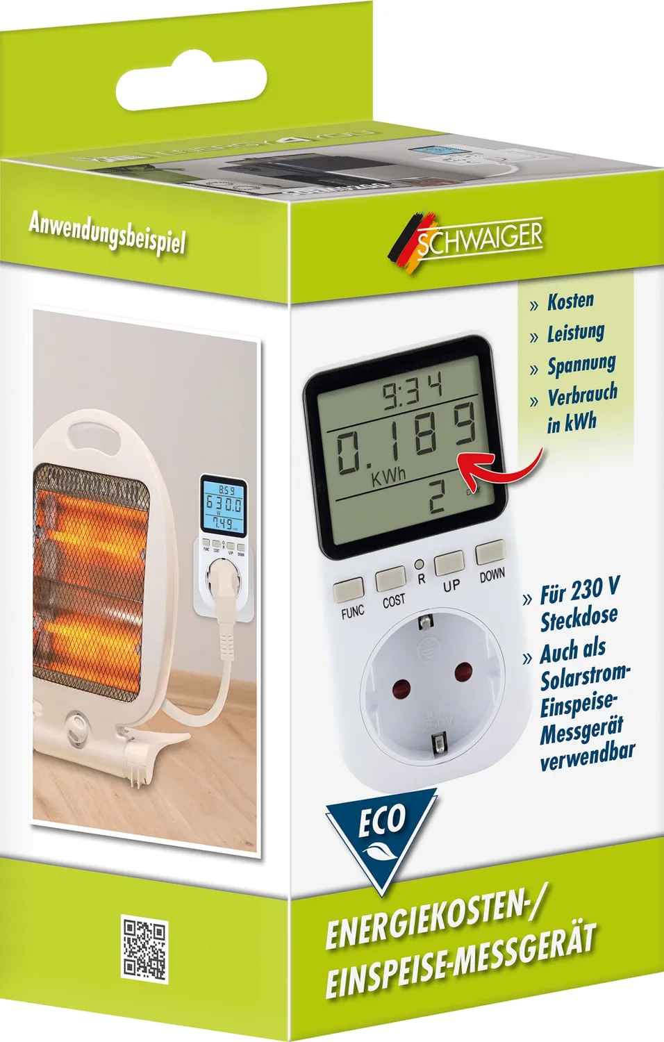 Schwaiger misuratore consumi energia con display nero