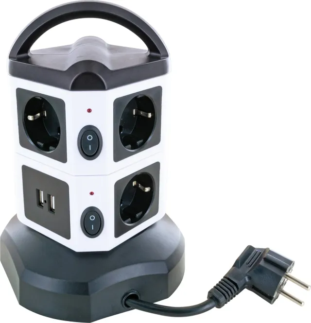 Schwaiger Torre Presa 7 Vie + USB-A Cavo 1,8 m