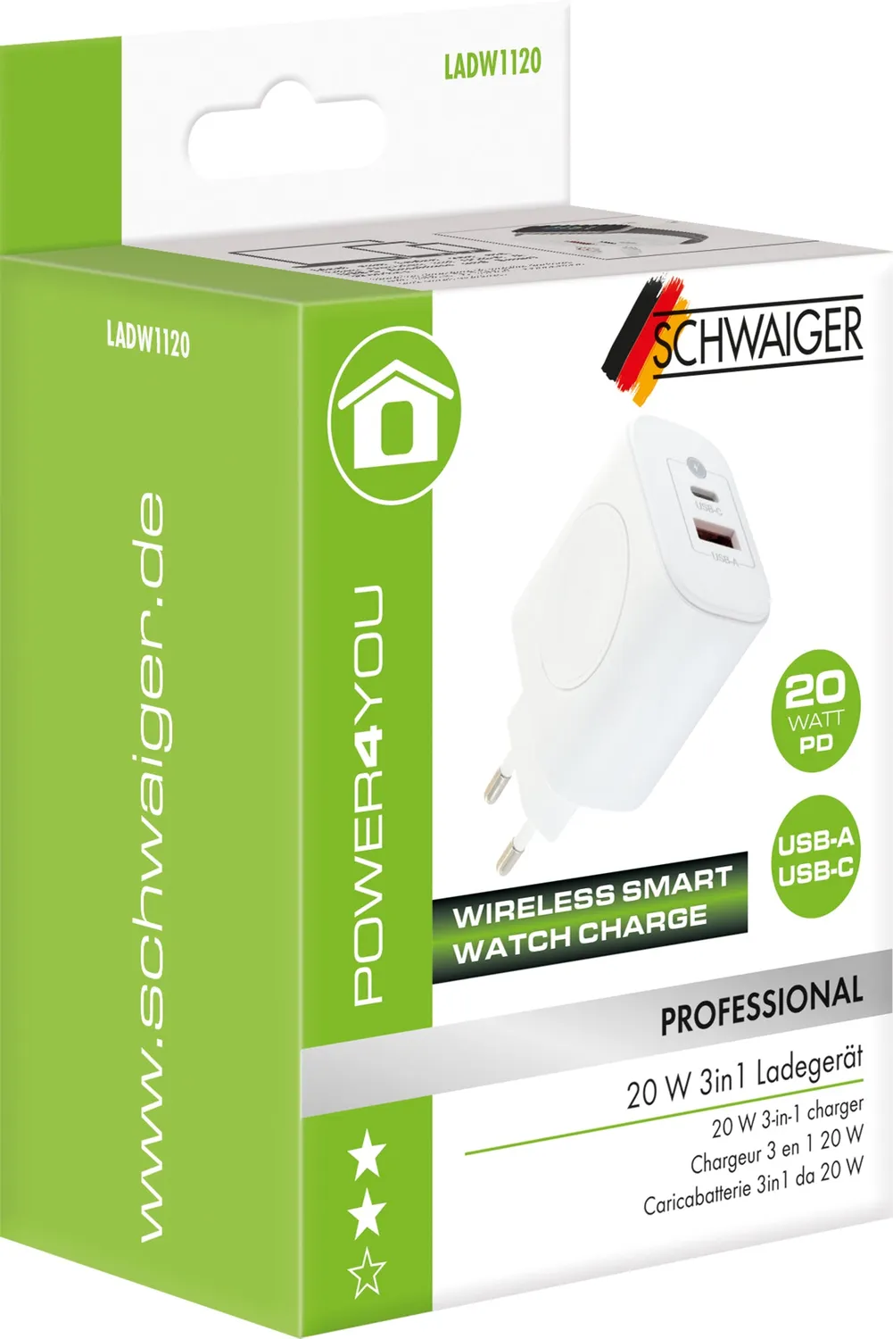 Schwaiger caricatore SmartWatch USB-C 20W