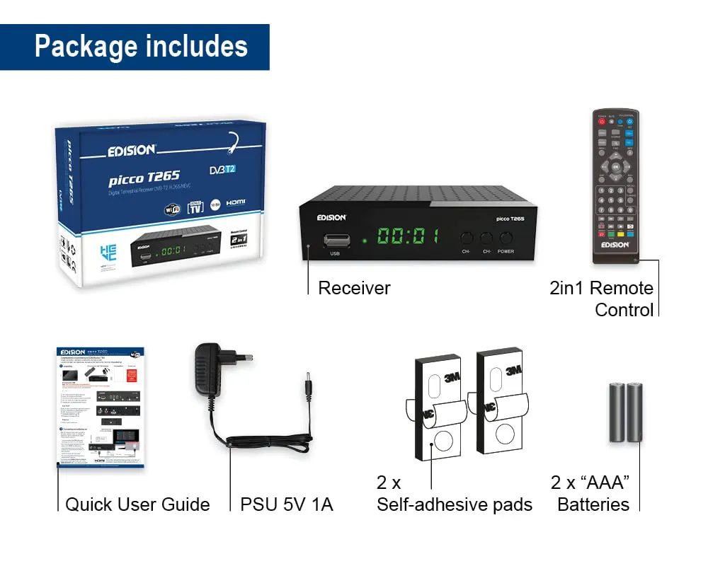 Edision Picco T265 decoder terrestre Full HD H265