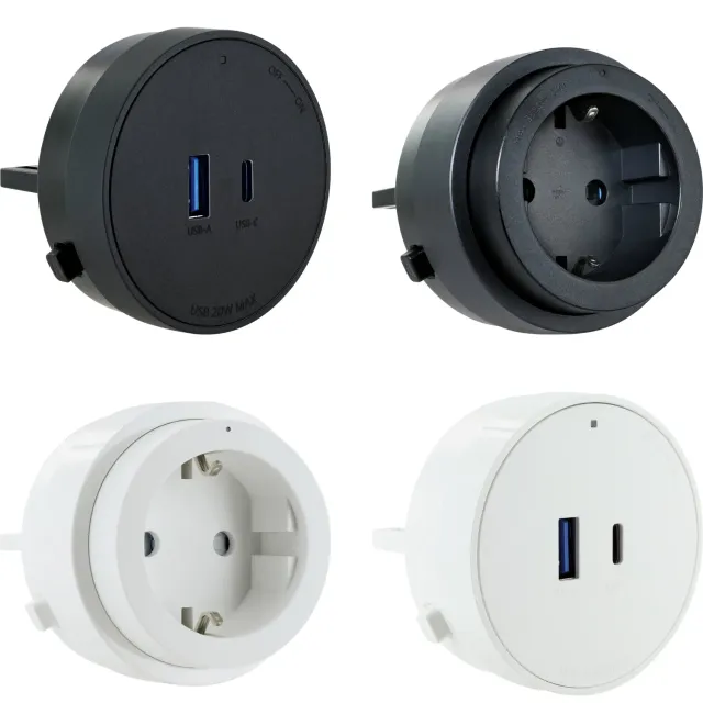 SCHWAIGER Modulo USB binario nero 20W Click Twist