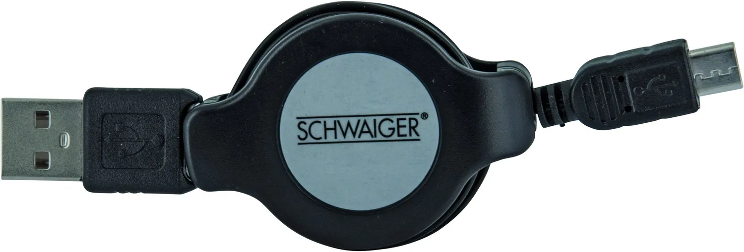 SCHWAIGER Cavo USB 2.0 A-Micro B 1,2m Avvolgibile Nero