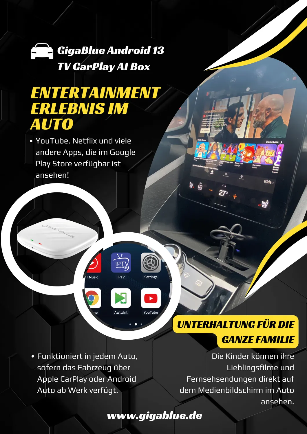 GigaBlue Android 13 AI Box CarPlay box auto wireless