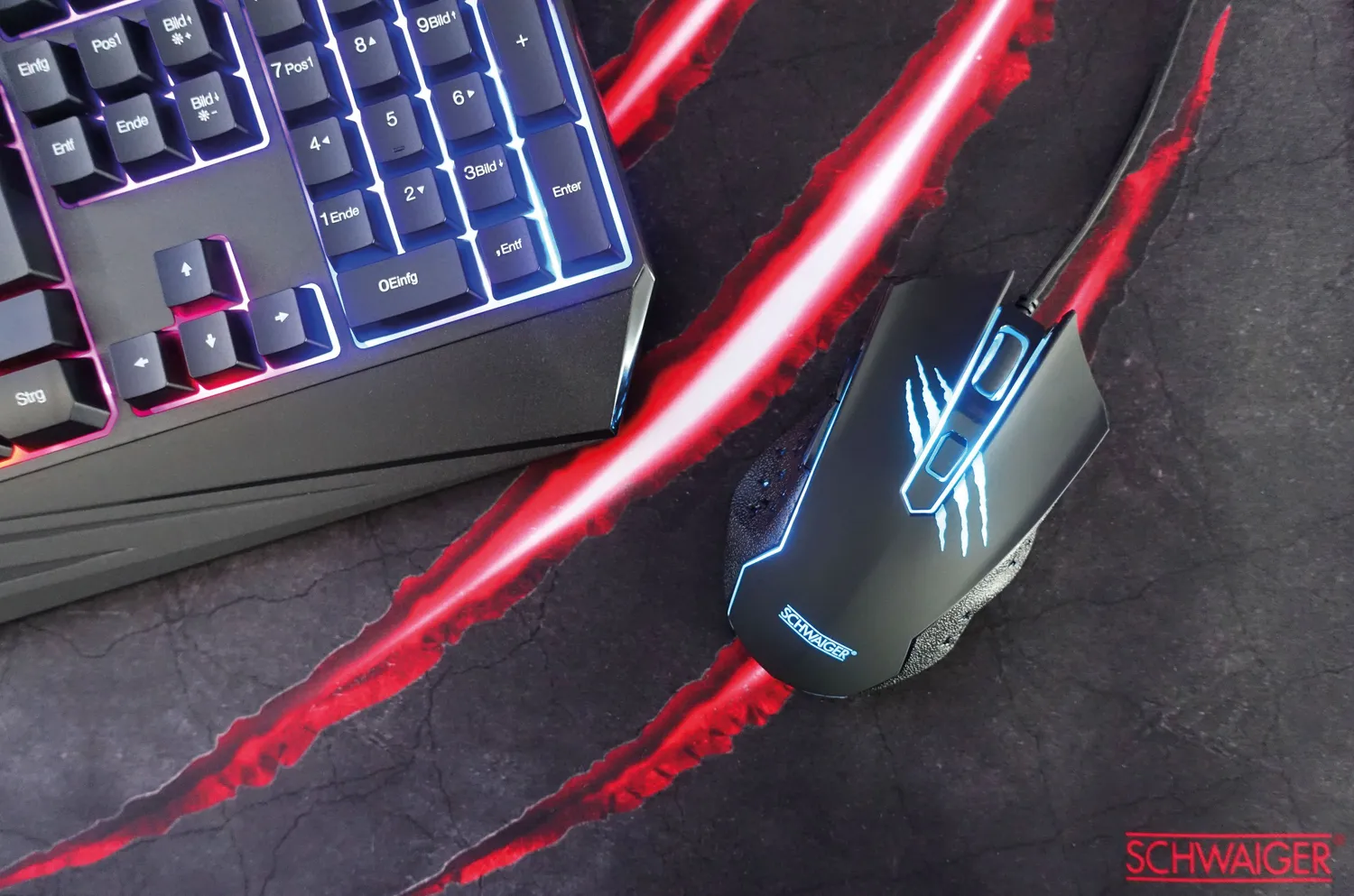 Schwaiger mouse gaming USB nero 3600 dpi