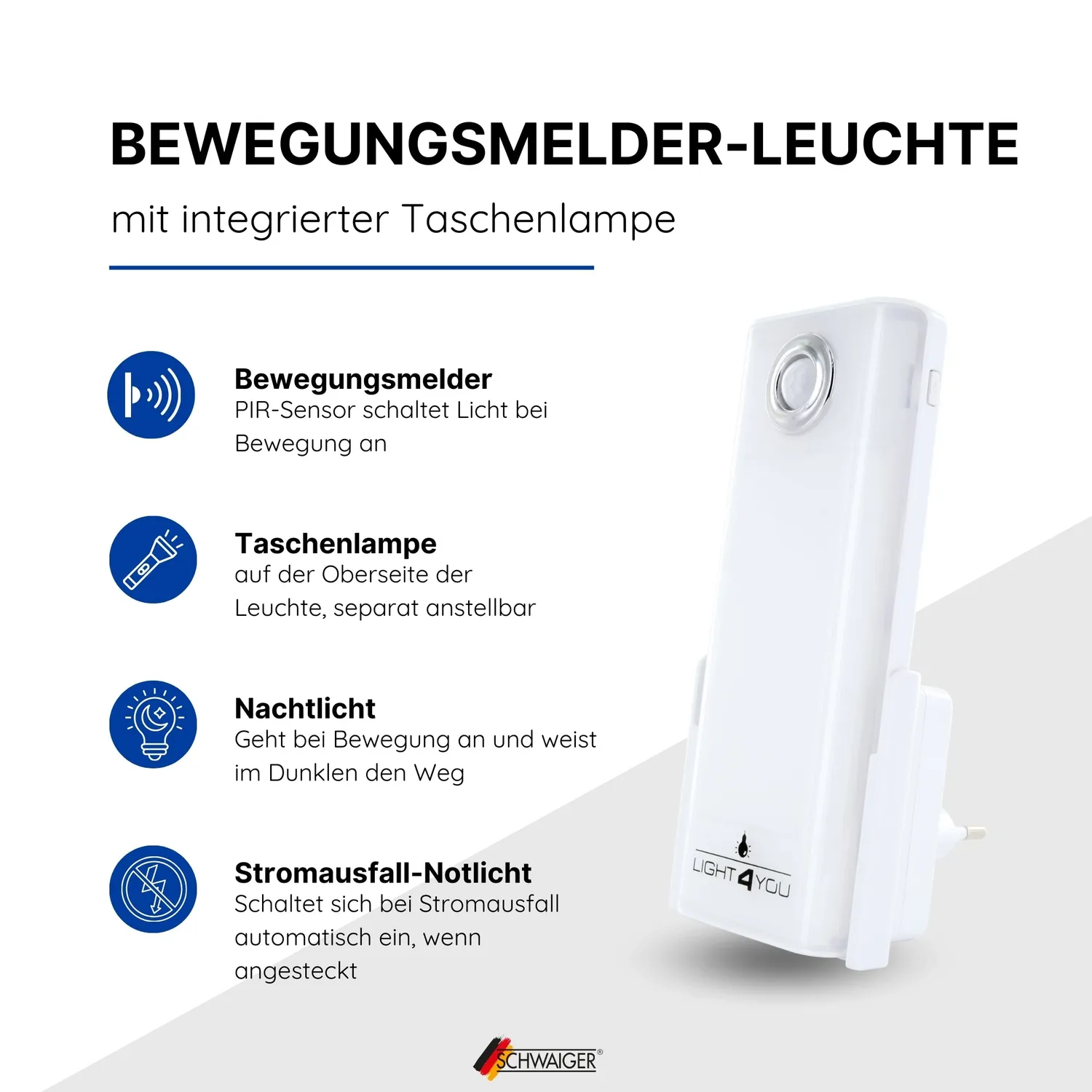 Schwaiger NFL60 luce emergenza LED sensore 4in1