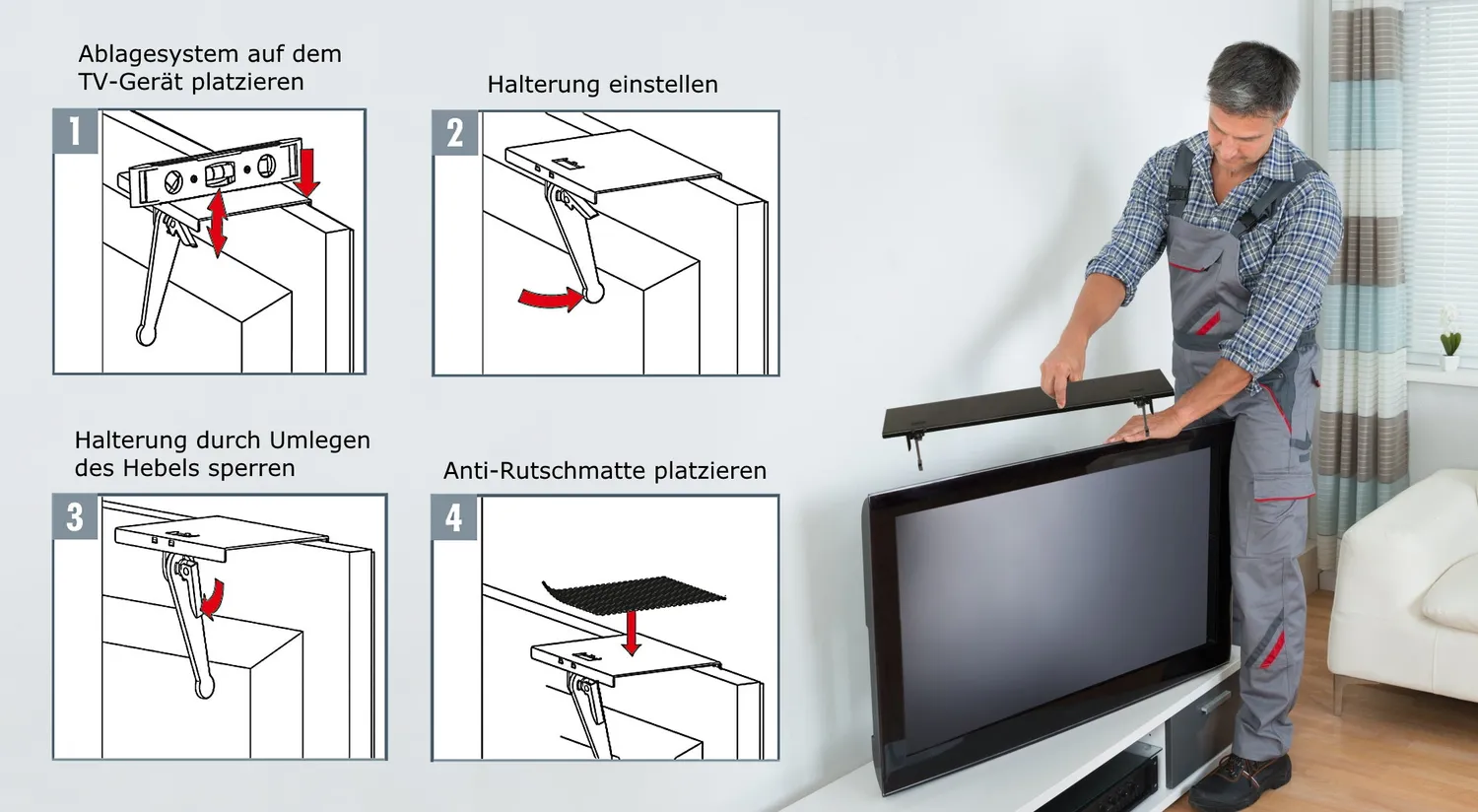 Schwaiger mensola TV topper 24'' 9 kg nera