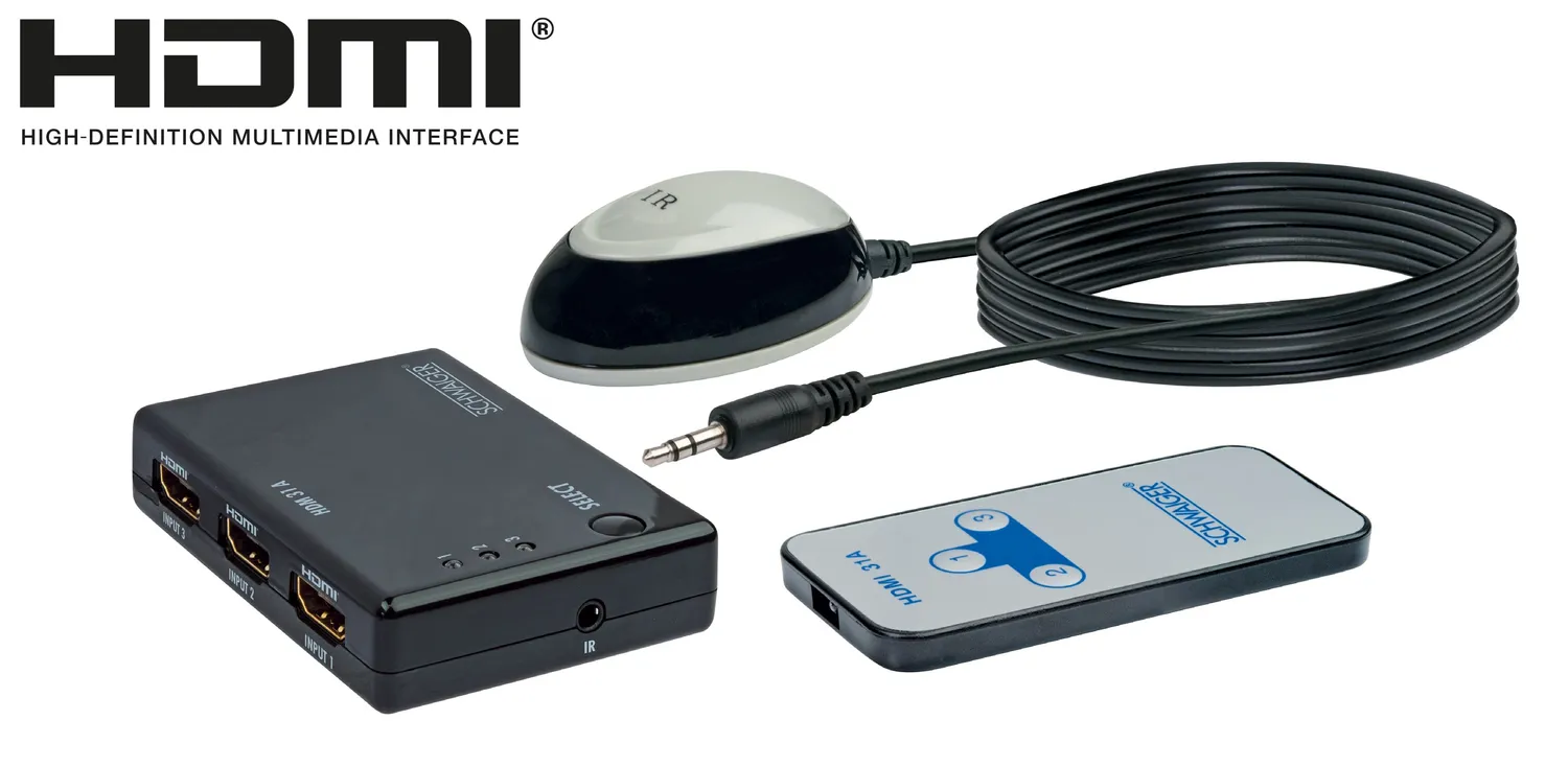 Schwaiger Switch HDMI 3 Ingressi con Telecomando Nero