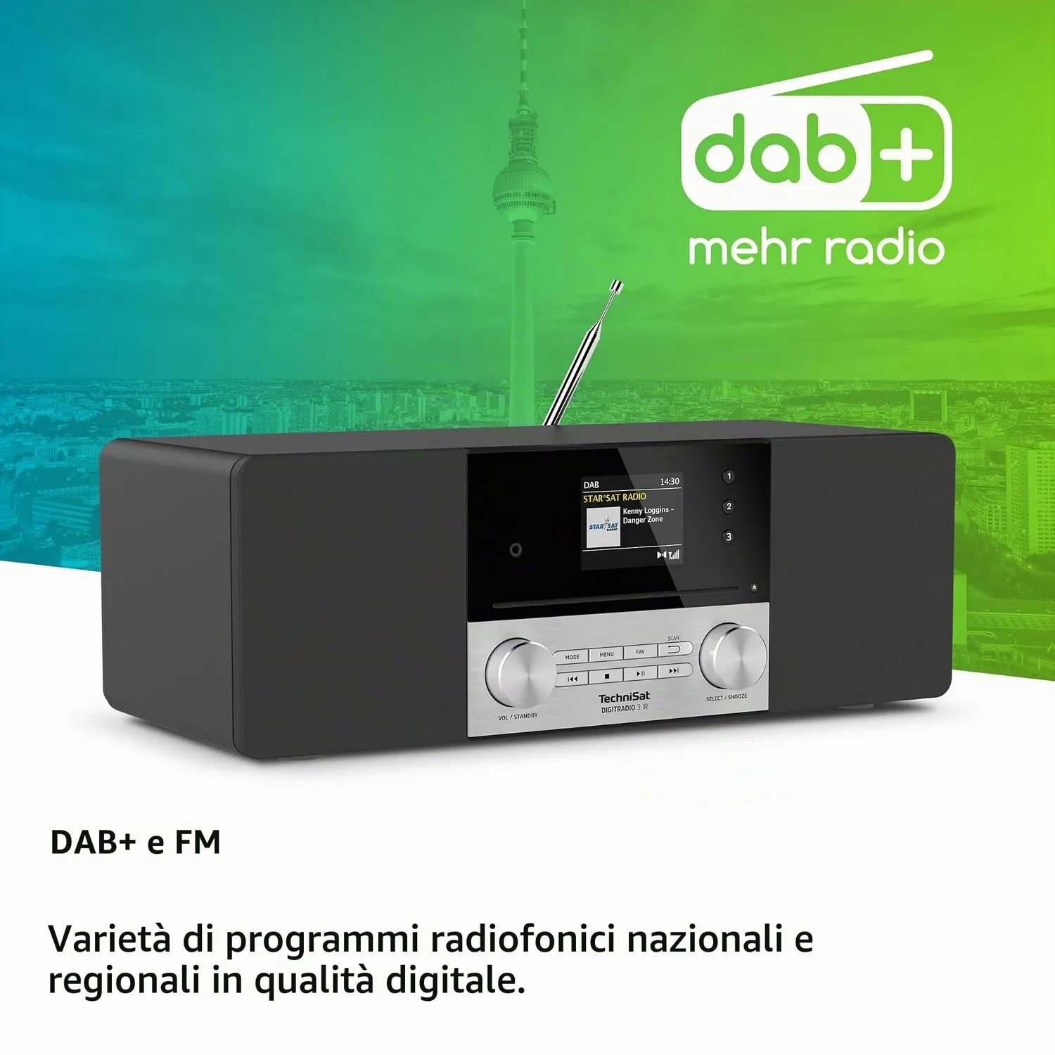TechniSat DigitRadio 3 IR Radio DAB CD Nero Argento