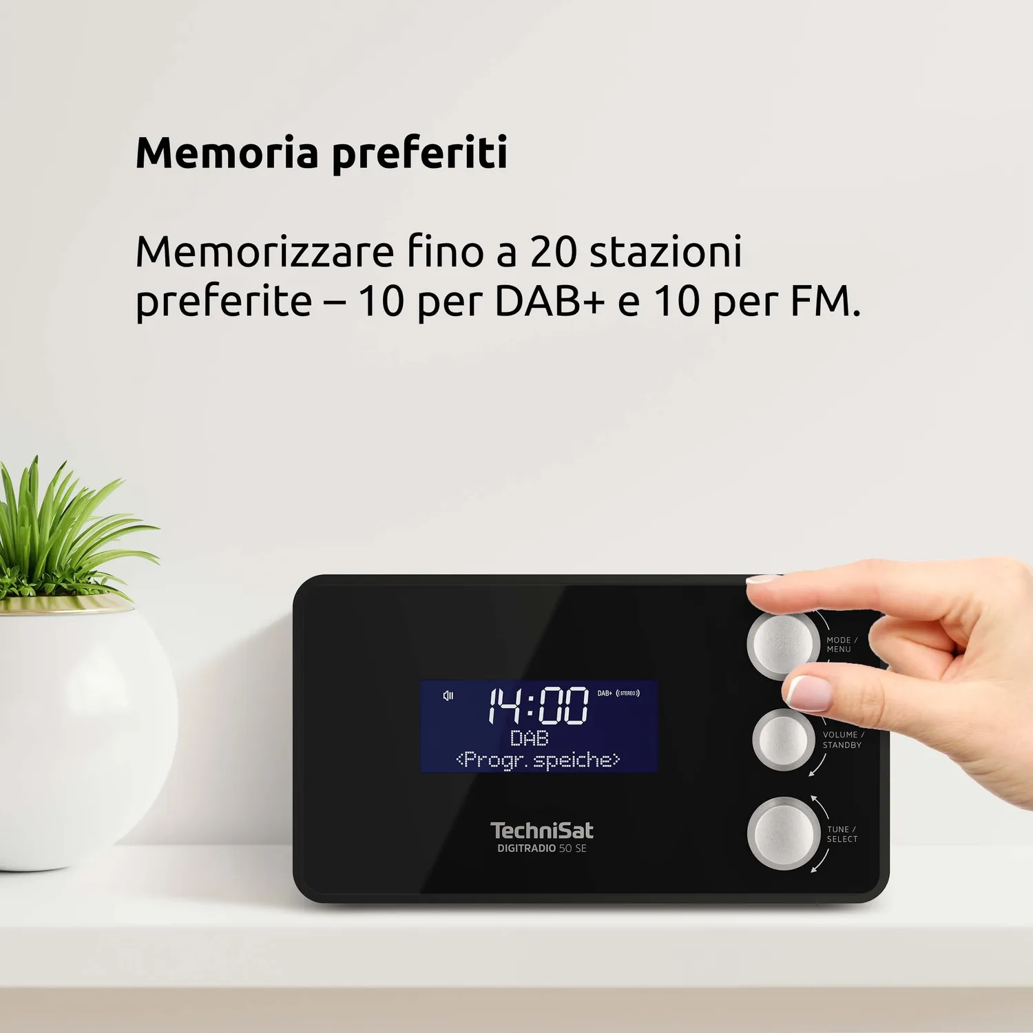TechniSat DIGITRADIO 50 SE Radiosveglia DAB+ FM Nera 1,5W