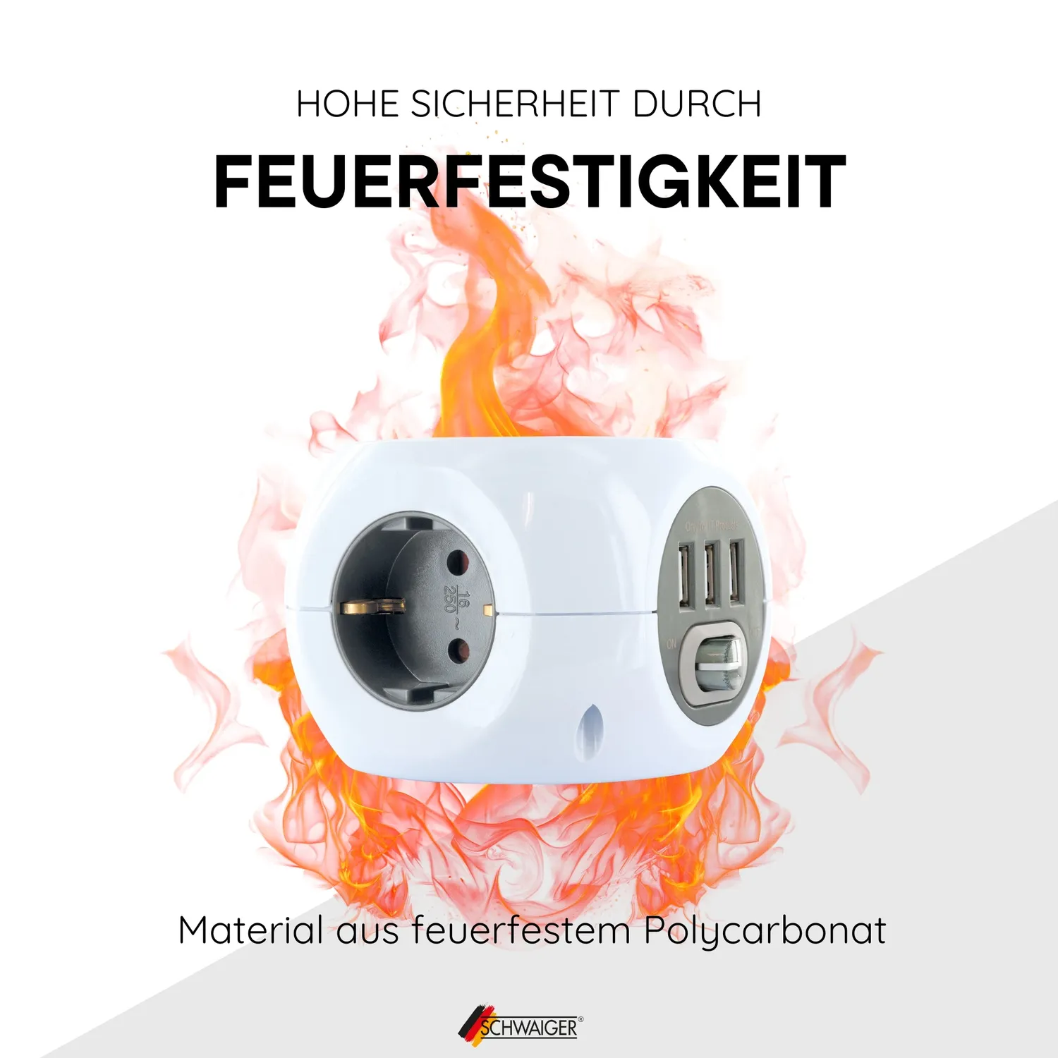 SCHWAIGER Cubo presa multipla 3 prese + 3 USB 1,4 m