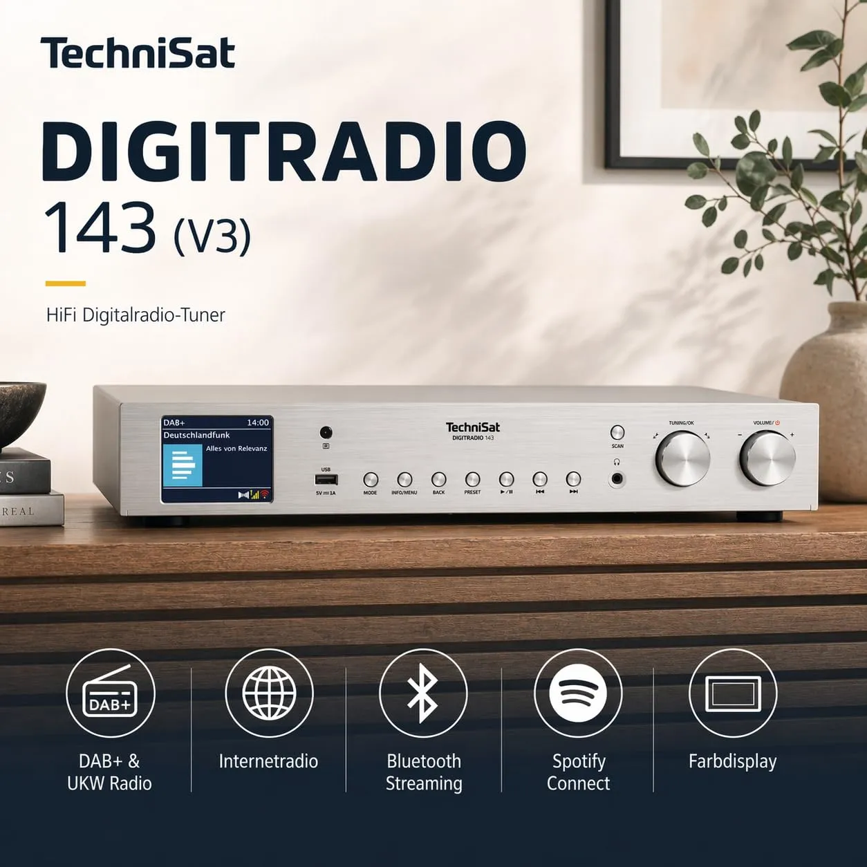 TechniSat DigitRadio 143 V3 sintonizzatore HiFi argento DAB+