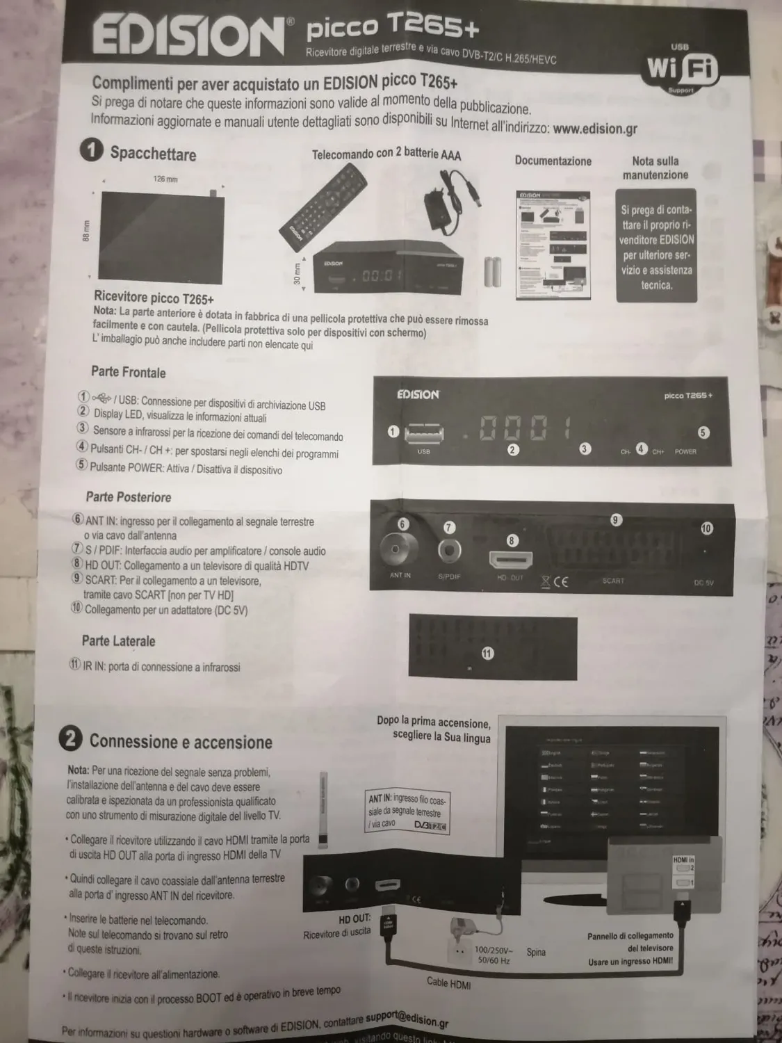 Edision Picco T265+ Decoder Digitale Terrestre Full HD