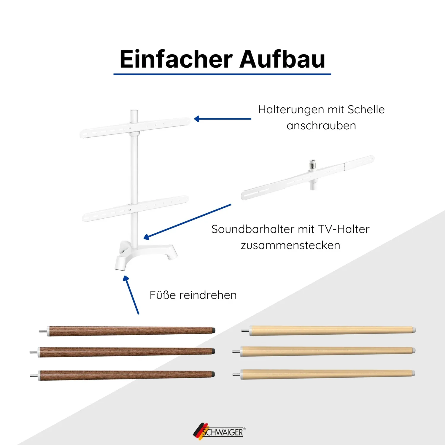 Schwaiger set cavalletto TV 45-65 soundbar chiaro