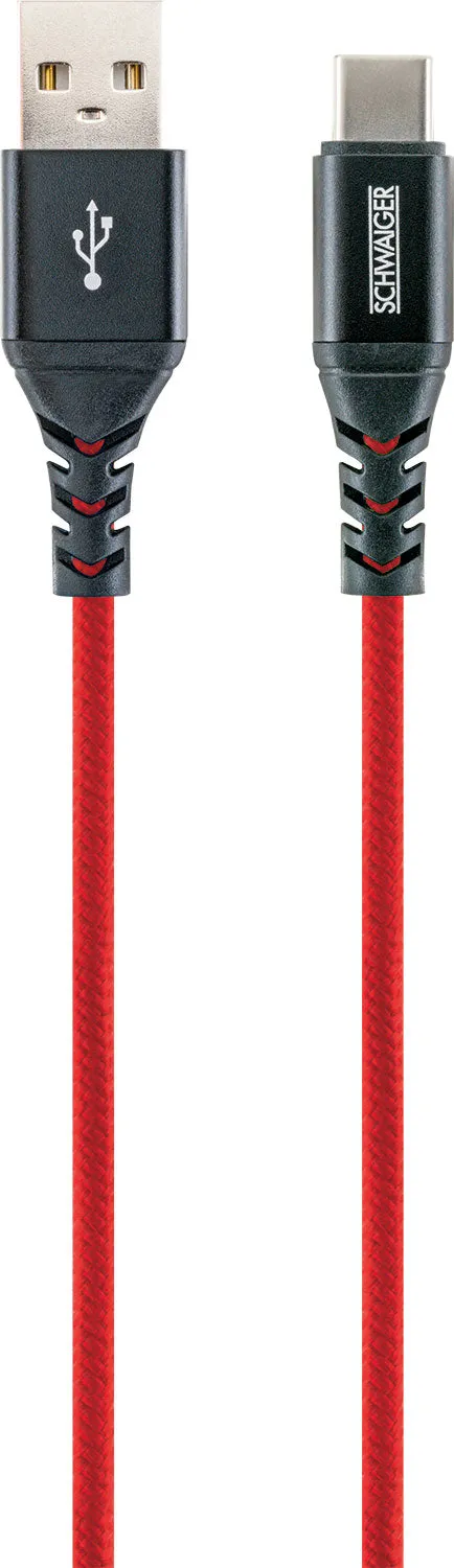 SCHWAIGER Cavo USB-C nylon 1,2 m nero 3A