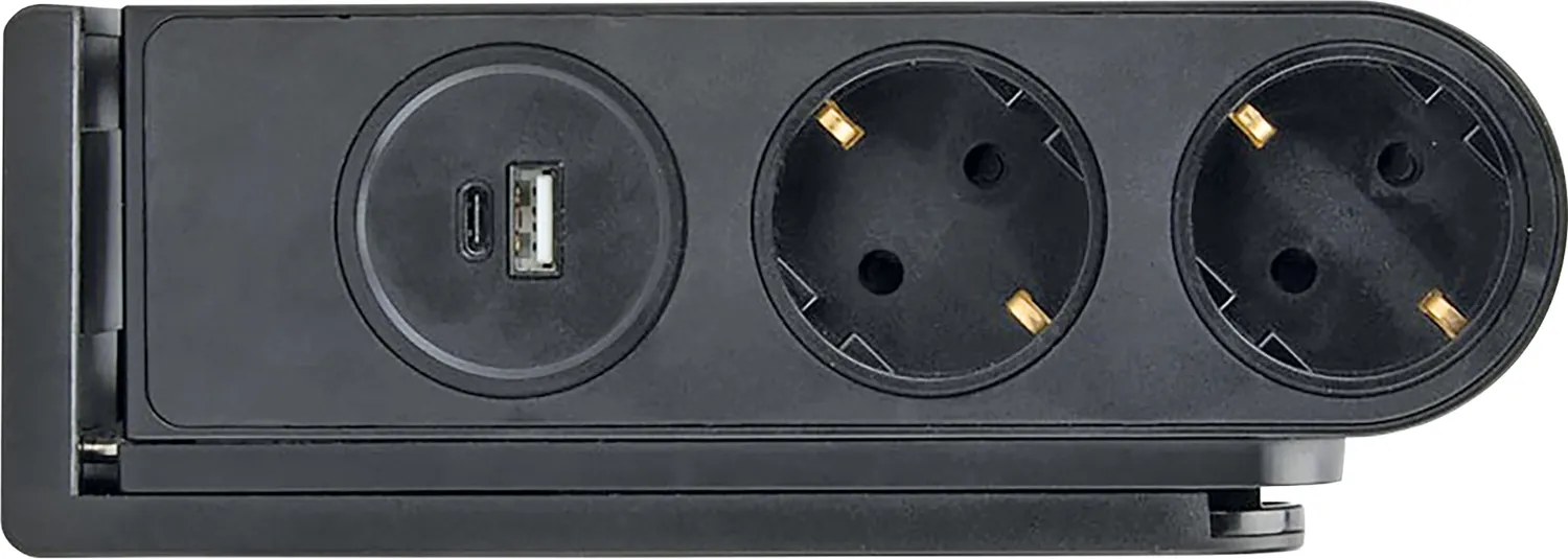 SCHWAIGER Presa da tavolo 2 posti USB-C USB-A nera