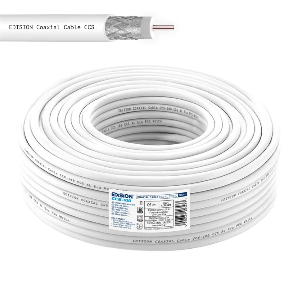 Edision CCS-100 cavo coassiale 100m bianco per SAT DVB-T2