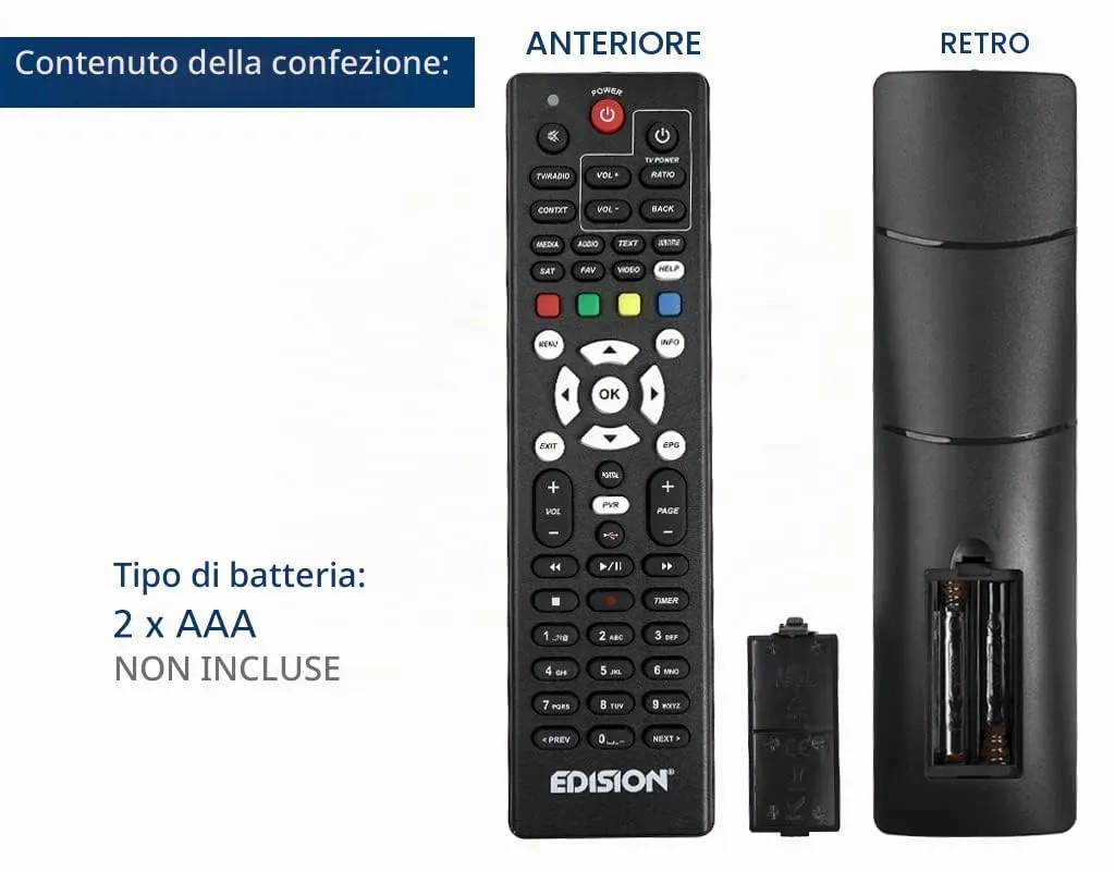 Edision EDI-RCU 3 Learn OS Telecomando universale 2in1 TV decoder