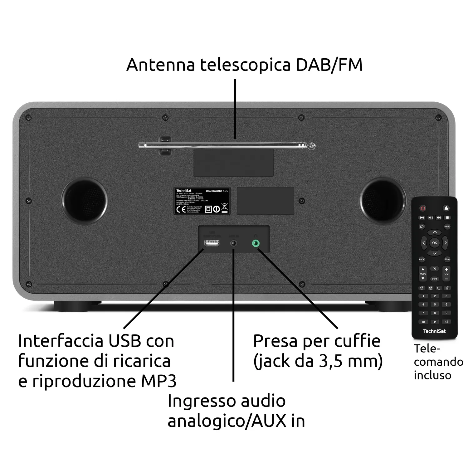 TechniSat DIGITRADIO 425 radio internet DAB+ con CD antracite