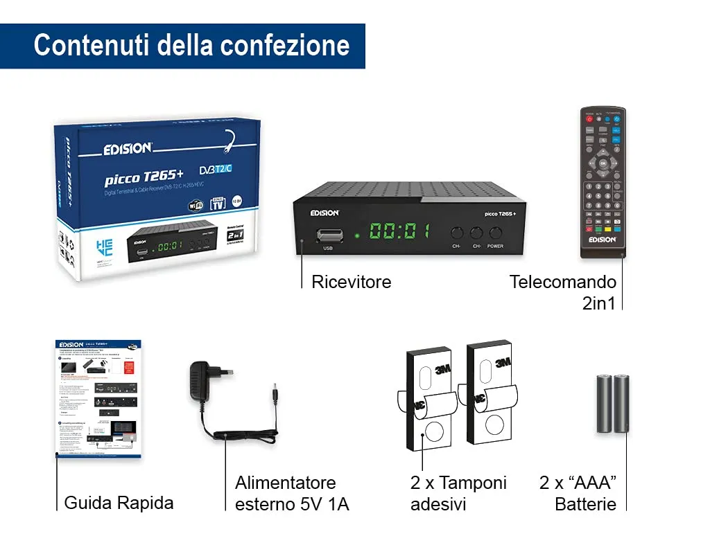 Edision Picco T265+ Decoder Digitale Terrestre Full HD