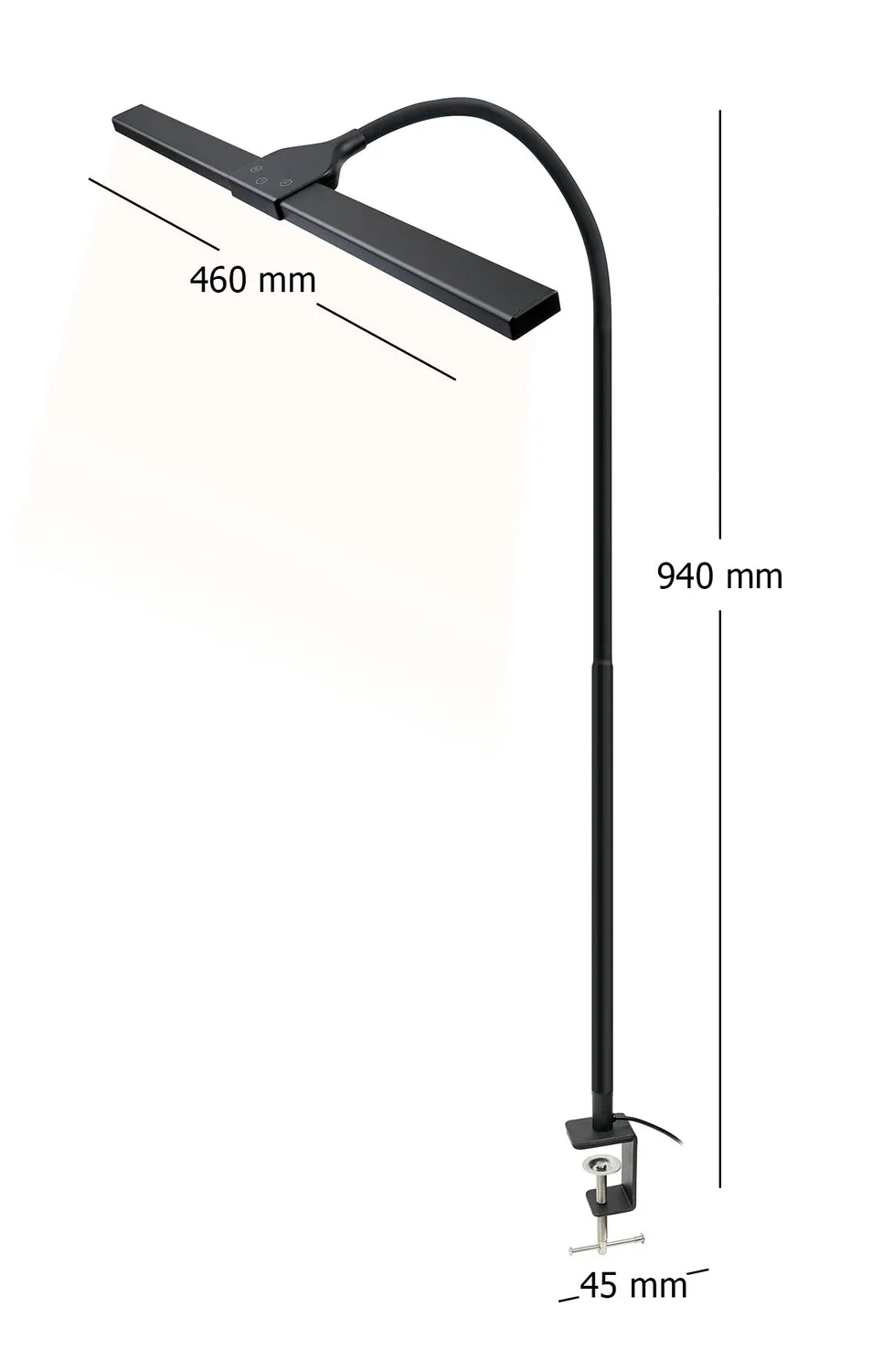 Schwaiger Lampada da Scrivania LED Collo Flessibile Nera USB 3 Luci