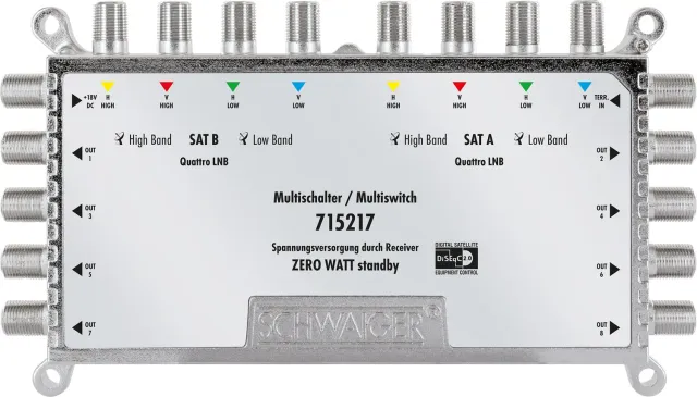 Schwaiger Multiswitch 9/8 per 8 TV a 2 Satelliti