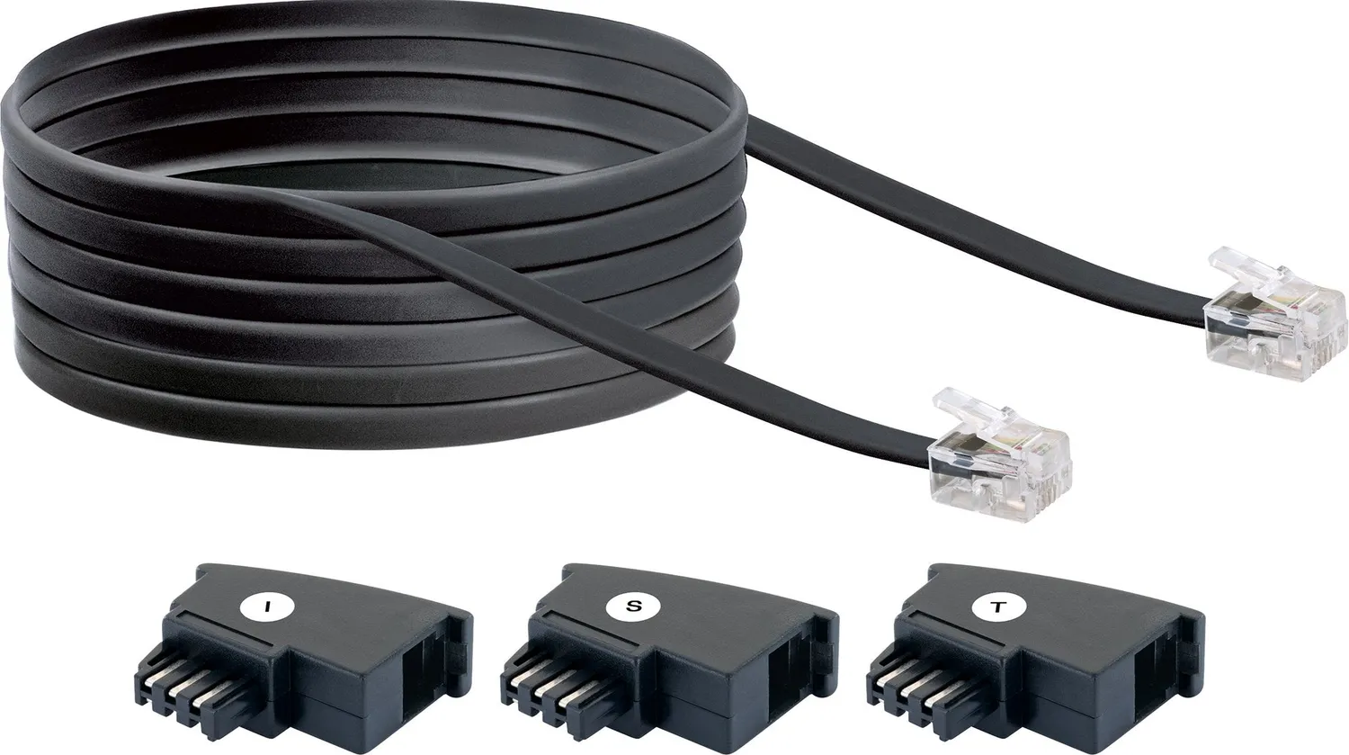 Schwaiger Set Telefono TAE 4 Pezzi Cavo 6 m Nero